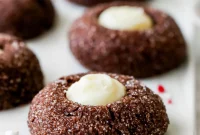 Minty Chocolate Thumbprint Delights