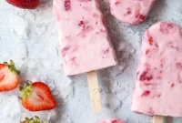 Roasted Strawberry Yogurt Swirl Pops