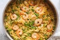 Savory One-Pan Shrimp and Sweet Pea Orzo