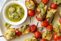 Fire-Kissed Pesto Bruschetta Skewers