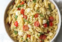 Sunshine Caprese Pasta Salad with Sweet Corn and Tomatoes