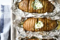Crispy Grilled Hasselback Potatoes with Fresh Chive Butter