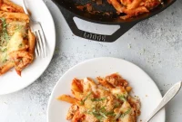 Golden Chicken Parmesan Pasta Skillet