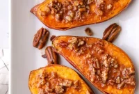 Roasted Sweet Potatoes with Toasted Pecan Maple Glaze