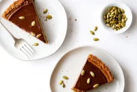Spiced Chocolate Pumpkin Tart with Gingersnap Crunch