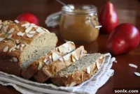 Golden Almond Loaf with Caramel Pear Swirl