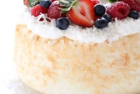 Luscious Coconut Angel Food Cake with Summer Berries