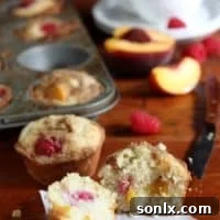 Raspberry Peach Muffins