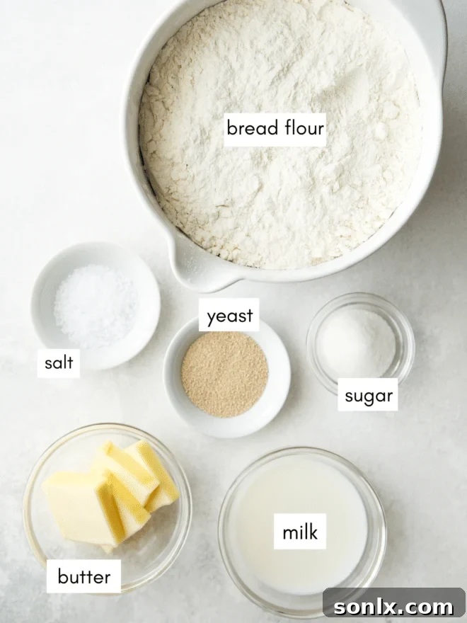 a collection of fresh ingredients laid out on a table, including flour, yeast, water, and salt, for making grilled flatbread