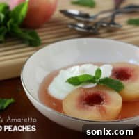 Riesling and Amaretto Poached Peaches