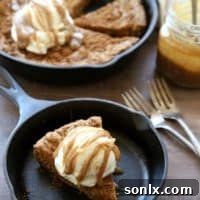 Brown Butter Oatmeal Skillet Cookie with Butterscotch Sauce