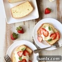 Cream Cheese Pound Cake with Honey Whipped Cream | completelydelicious.com