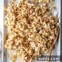 This is our family's favorite soft caramel corn recipe. It's chewy and gooey, and completely irresistible!