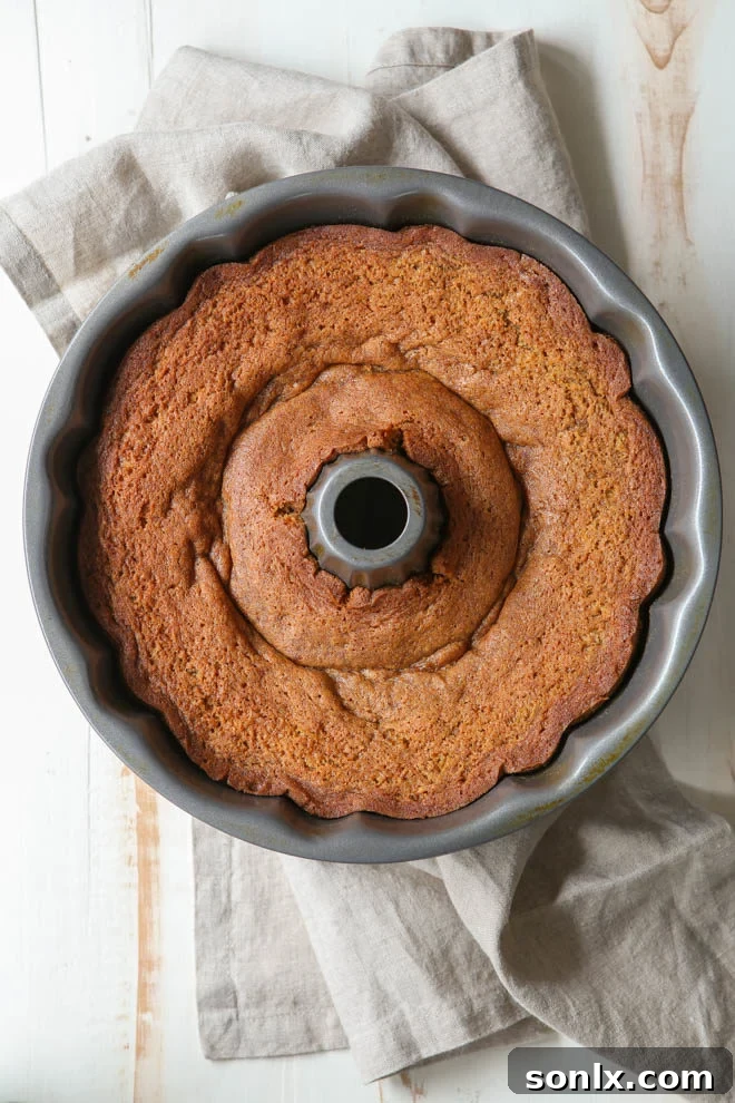 Caramel Bundt Cake fresh from the oven