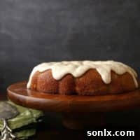 Spiced Zucchini Pear Cake with Brown Butter Glaze | completelydelicious.com