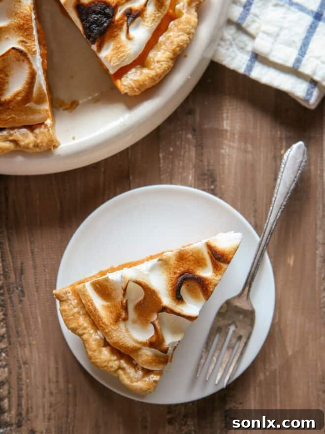 overhead view of sweet potato pie so you can really see the topping