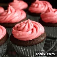 Chocolate Cupcakes with Raspberry Buttercream
