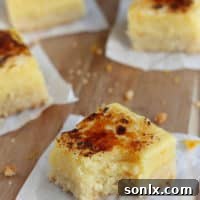 Brûléed Meyer Lemon Bars, golden and perfectly caramelized