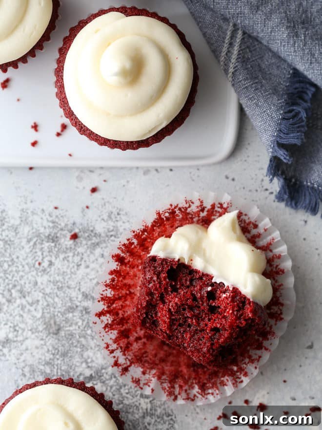 You just can’t beat a classic, and these tender and moist red velvet cupcakes with rich cream cheese frosting are about as good as it gets.