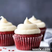 You just can’t beat a classic, and these tender and moist red velvet cupcakes with rich cream cheese frosting are about as good as it gets.