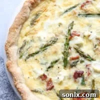 Bacon, asparagus and cream cheese quiche is full of flavor