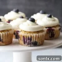 Blueberry muffin cupcakes with lemon cream cheese frosting