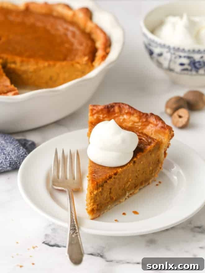 A classic, beautifully baked pumpkin pie with a golden, flaky crust, perfect for holidays.