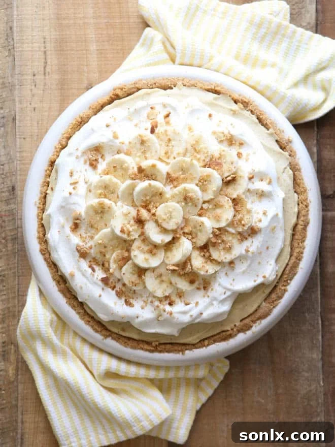 Irresistible Bourbon Banana Cream Pie with a vanilla wafer crust