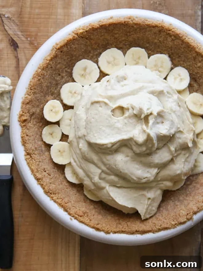 Preparing the decadent Bourbon Banana Cream Pie