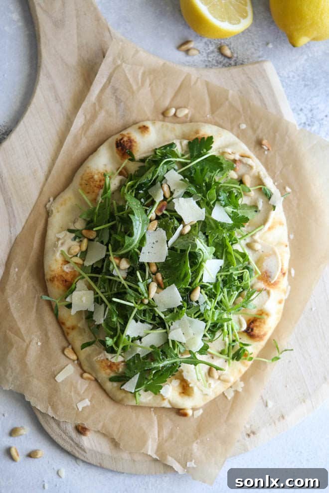Hummus and Salad Flatbread Pizza