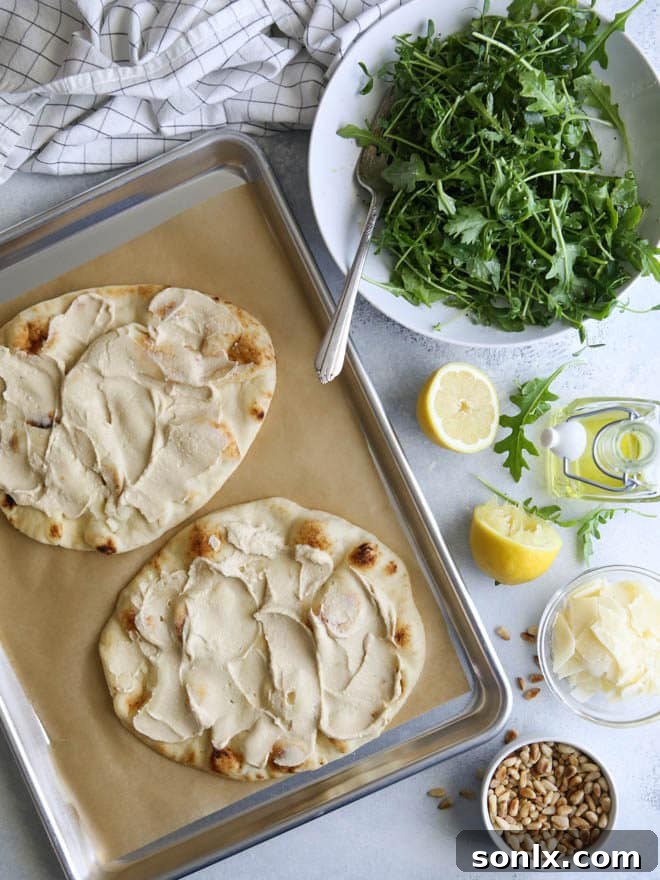Hummus and Salad Flatbread Pizza