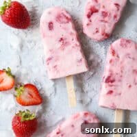 Simple 4 Ingredient Roasted Strawberry Yogurt Pops