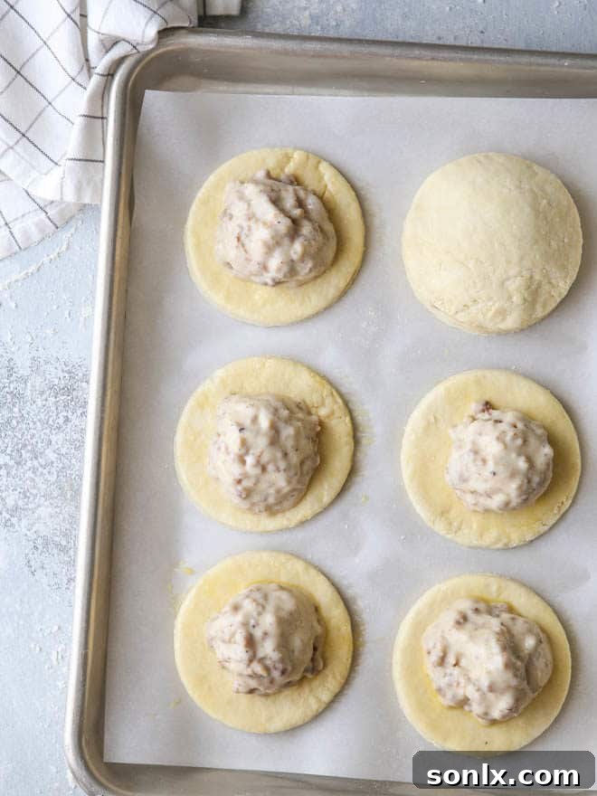 "stuffing" gravy into buttermilk biscuits