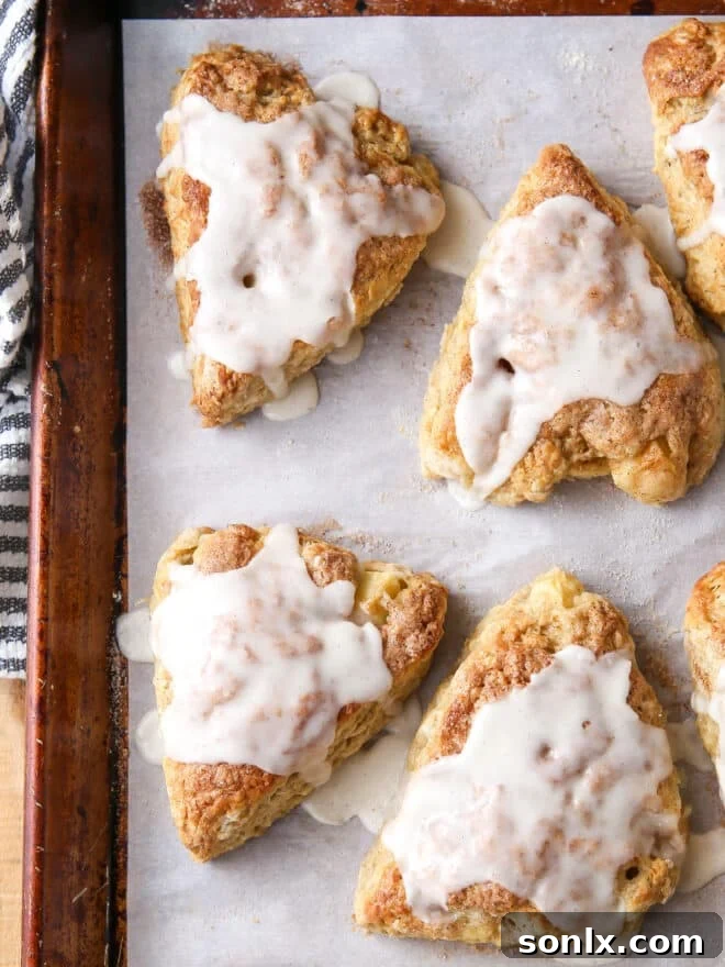 close up of apple cinnamon scones