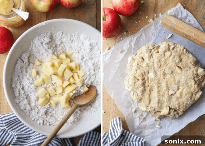 making apple cinnamon scone dough
