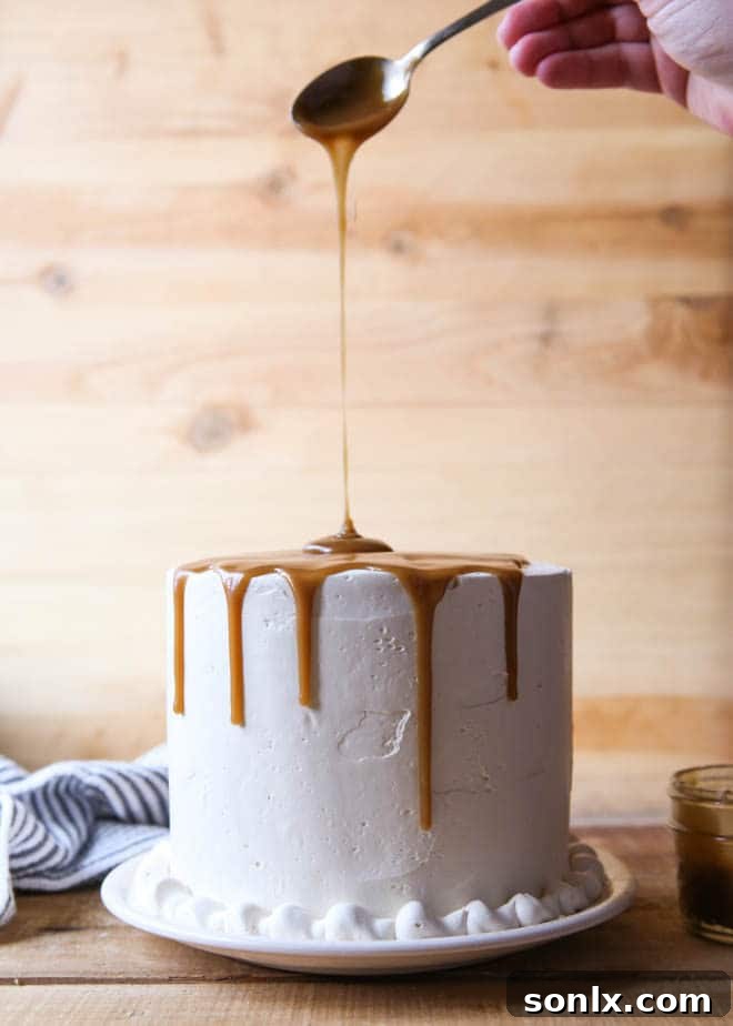 Decadent Bourbon Butterscotch Layer Cake, a whiskey lover's dream dessert
