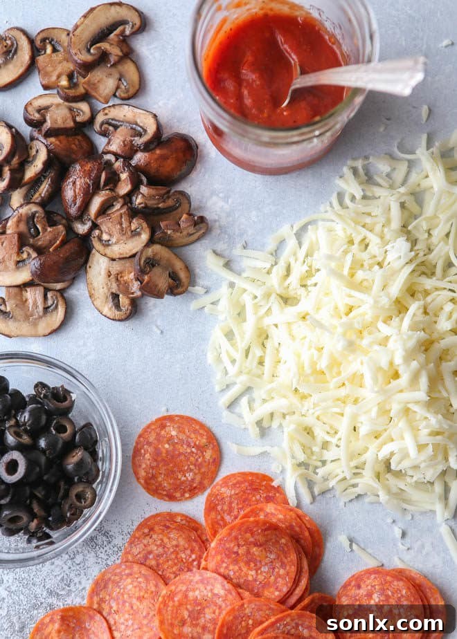 Fresh Ingredients Ready for Sheet Pan Pizza
