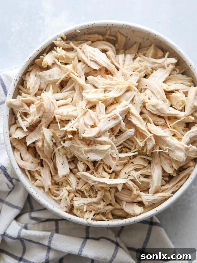 Easy cooked shredded chicken to make cooking easier!
