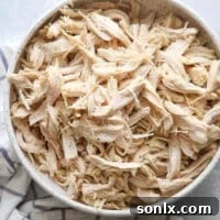 Easy cooked shredded chicken to make cooking easier!