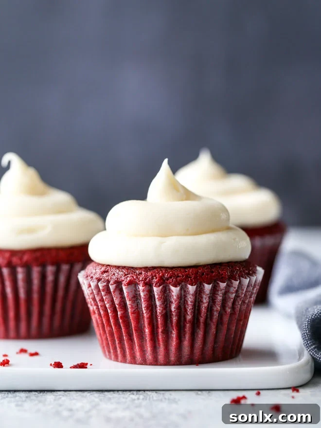 You just can’t beat a classic, and these tender and moist red velvet cupcakes with rich cream cheese frosting are about as good as it gets.