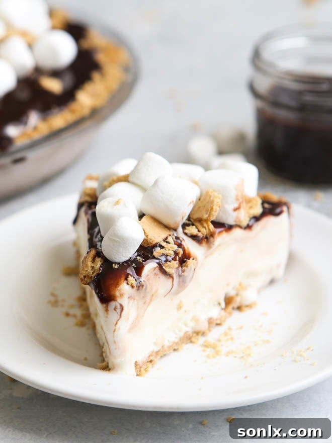 Toasted Marshmallow Ice Cream Pie 2 This s'mores ice cream pie is a fun summer dessert!