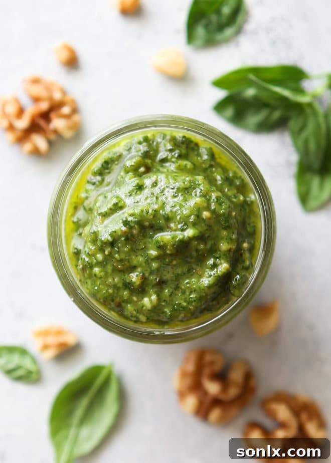 Fresh Basil Walnut Pesto ready to enhance meals