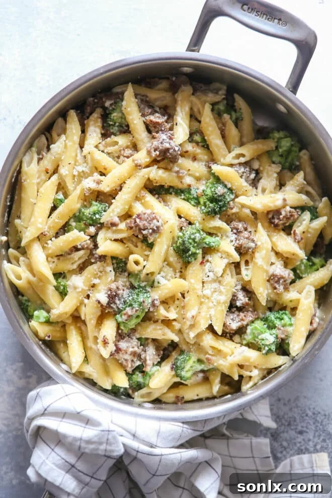 Easy one-pot sausage and broccoli pasta