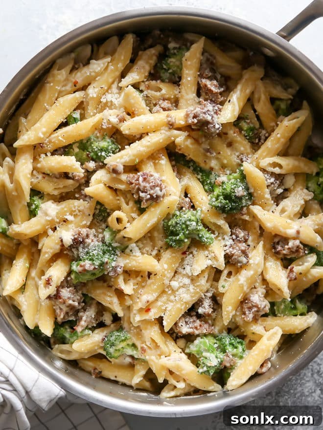 Easy one-pot sausage and broccoli pasta