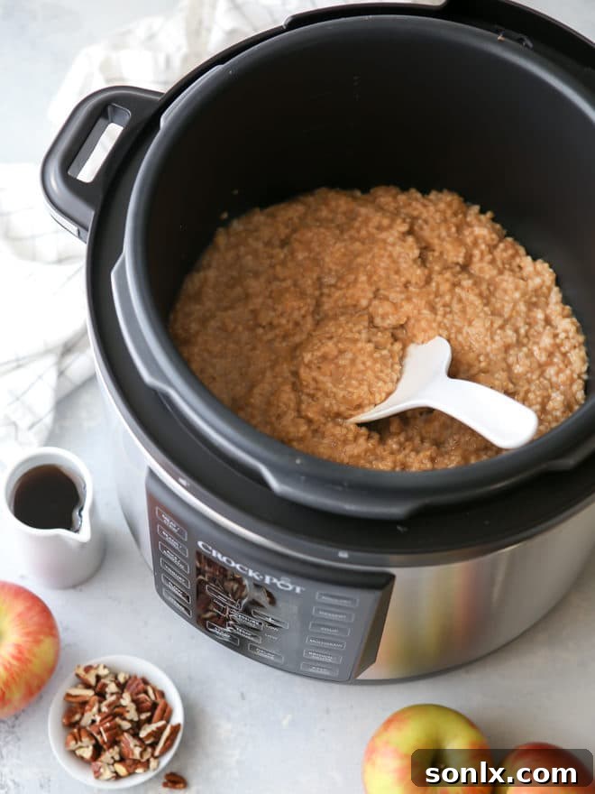Hearty Apple Cinnamon Oatmeal Bowls, easy to make in a pressure cooker for a quick and satisfying breakfast!