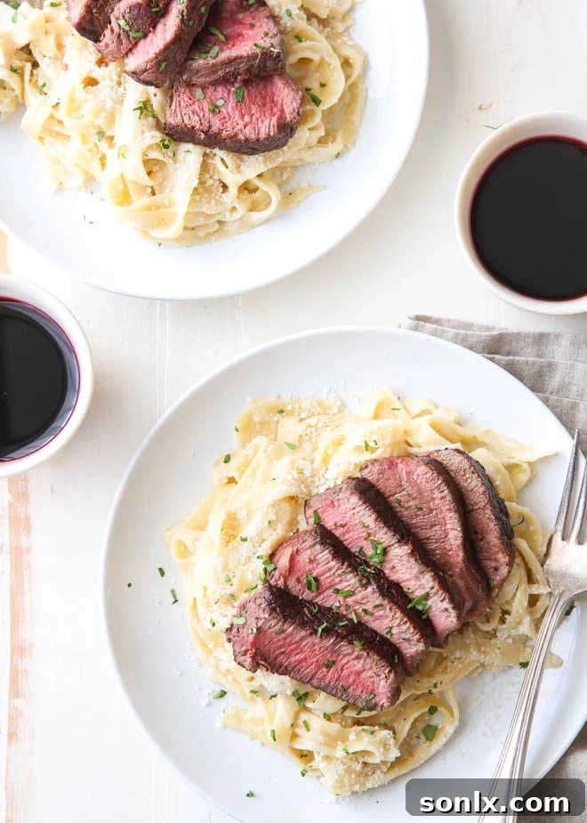 Steak Fettuccine Alfredo for two!