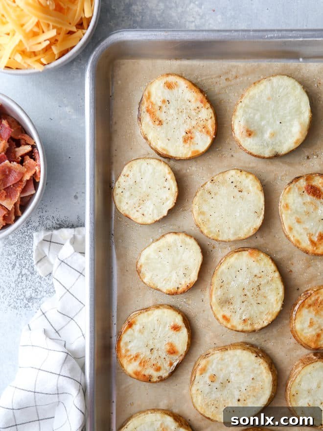 Roasted potato rounds ready for delicious toppings