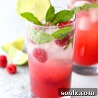A visually appealing Raspberry Mojito cocktail, highlighting its refreshing qualities.