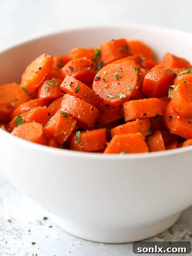 Sweet and savory brown sugar glazed carrots, a perfect side dish for any meal.