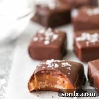 These homemade chewy caramels covered in chocolate and sprinkled with sea salt are a luxurious treat that are surprisingly easy to make!